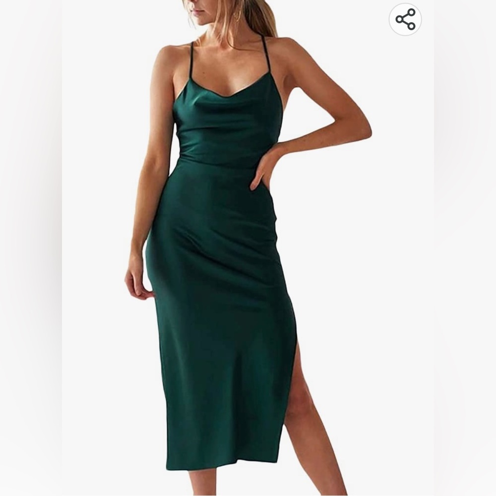 NWOT Teal Satin Dress XS
